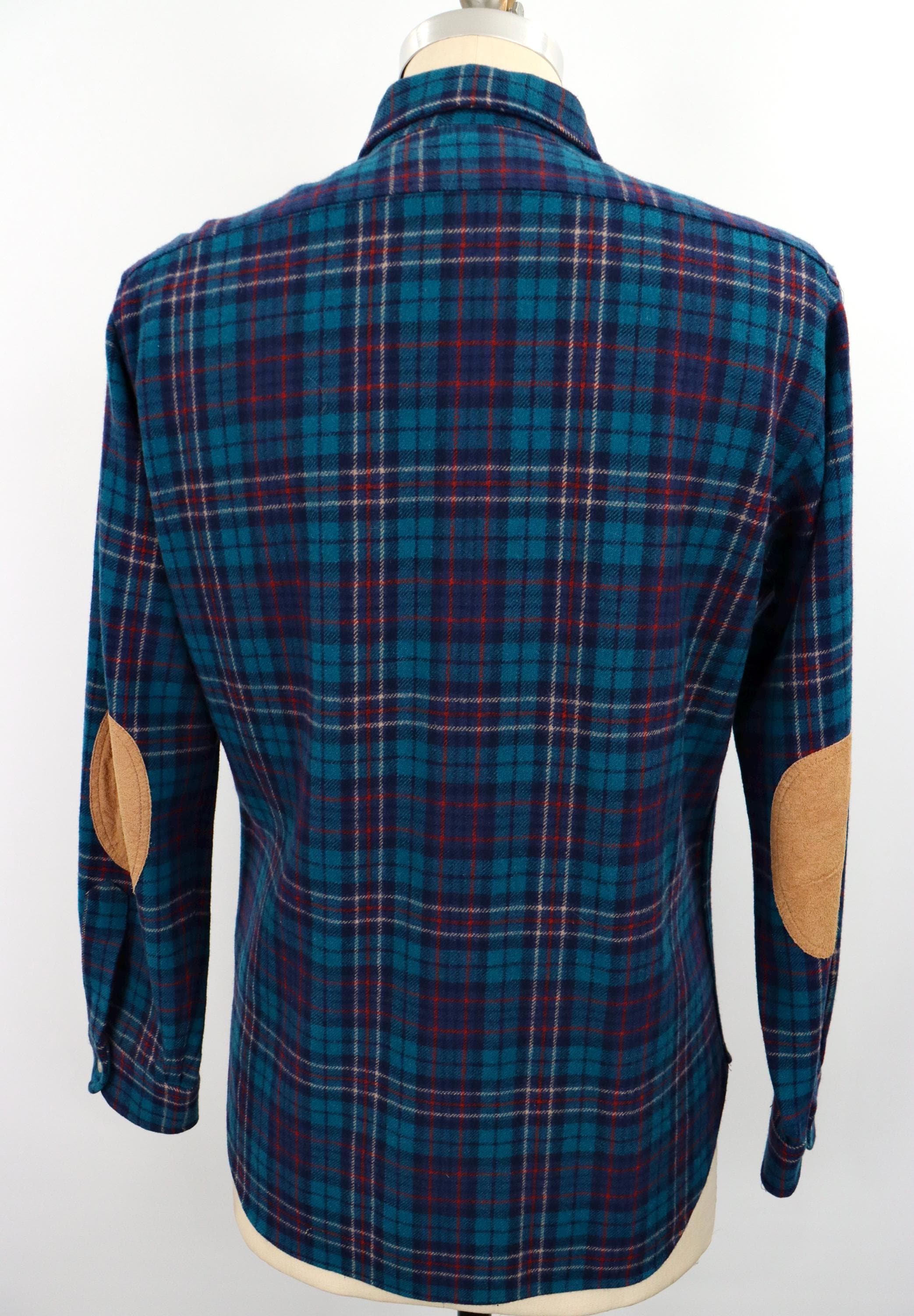 1970s-80s Elbow Patch Pendleton Wool Shirt / Men's Large / Slim