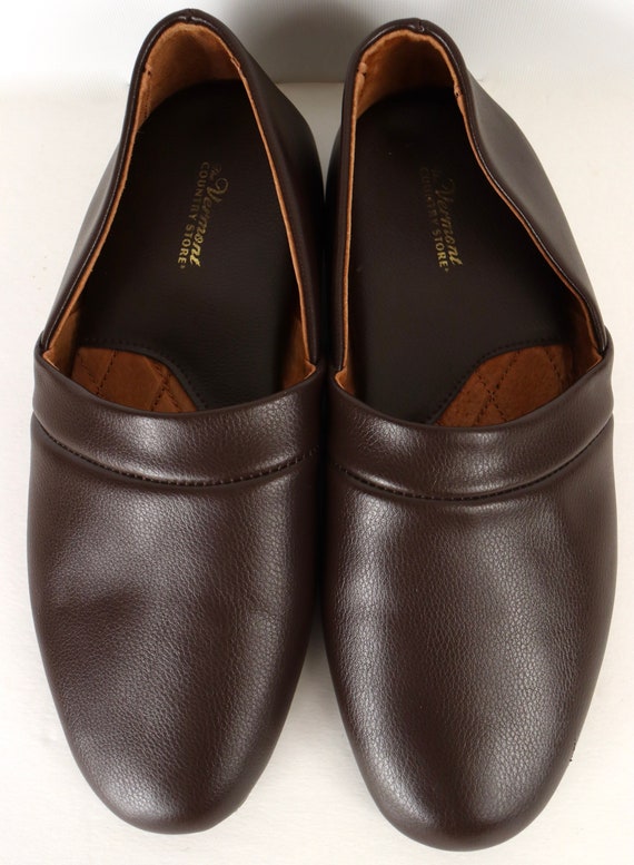 Classic Brown Leather Slippers / men's US 9.5 / E… - image 4
