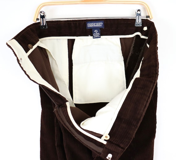 1990s Dark Brown Corduroy Pants w/ velvet-y wide … - image 6
