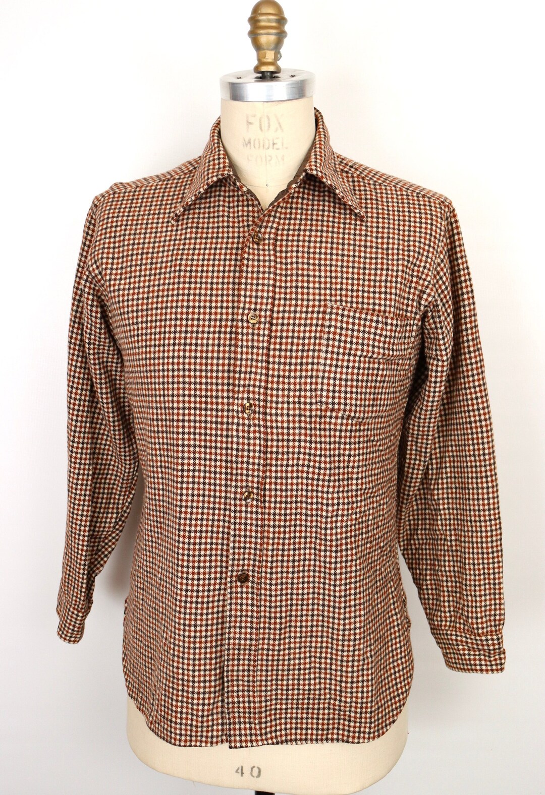 PENDLETON 60s～70s WOOL CHECK SHIRT 60s 70s PENDLETON Shirt, Vintage Wool Plaid Pearl Snap