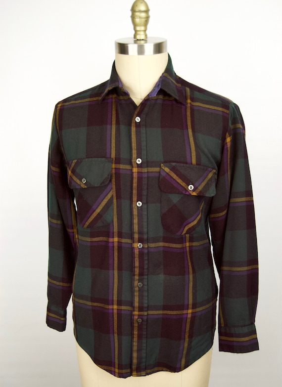 1980s shirt plaid flannel - Gem