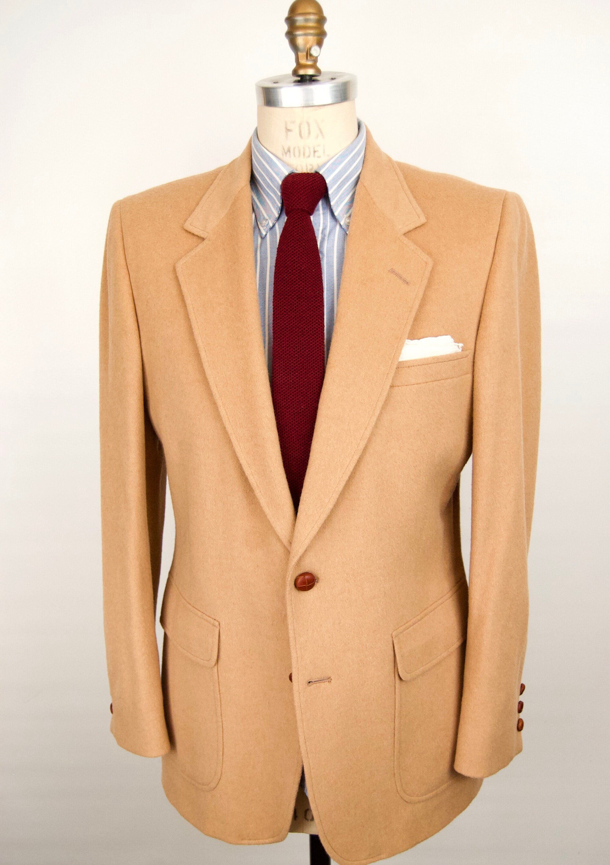 1980s Camel Hair Sport Coat W/ Leather 