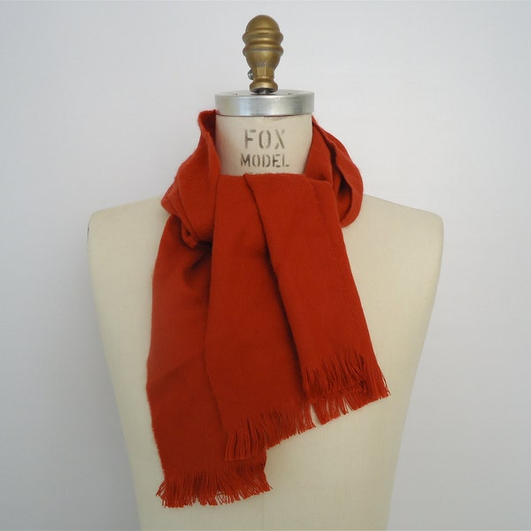 Bold Orange Scarf / solid orange Cashmillion / vintage scarf