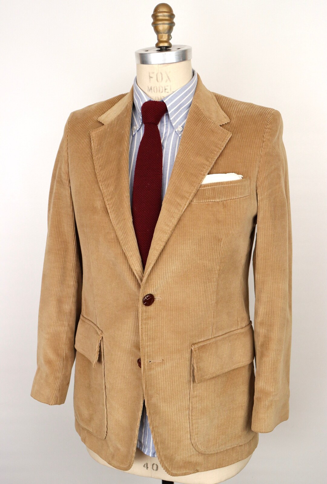British Khaki Corduroy Jacket, Made in USA, Women's Size M cotton black type Vintage Second Hand