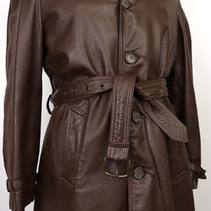 1970s Leather Trench Coat / men's large image 2