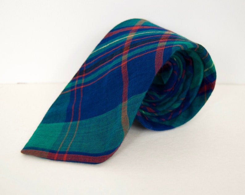 1990s J.Press Madras Plaid Tie image 1