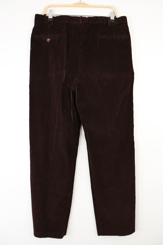 1990s Dark Brown Corduroy Pants w/ velvet-y wide … - image 4