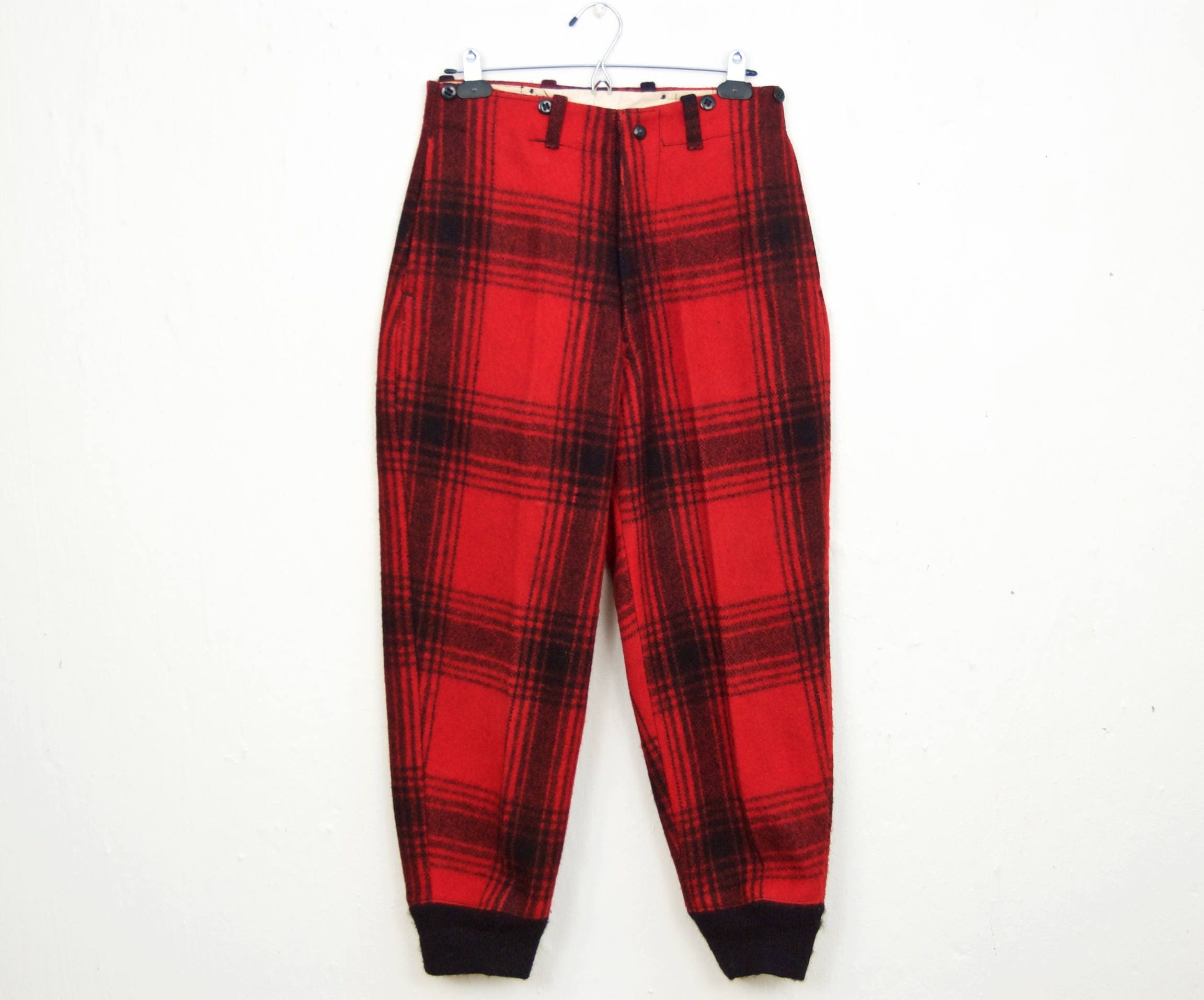 1950s Soo Wool Plaid Hunting Pants / vintage fifties red & | Etsy
