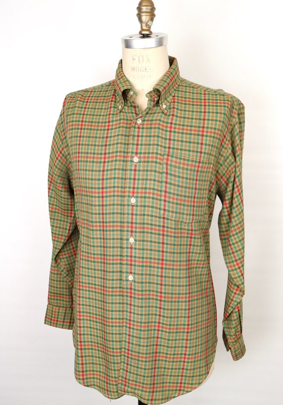 1970s-60s Hathaway Wool Tweed Shirt with check pat