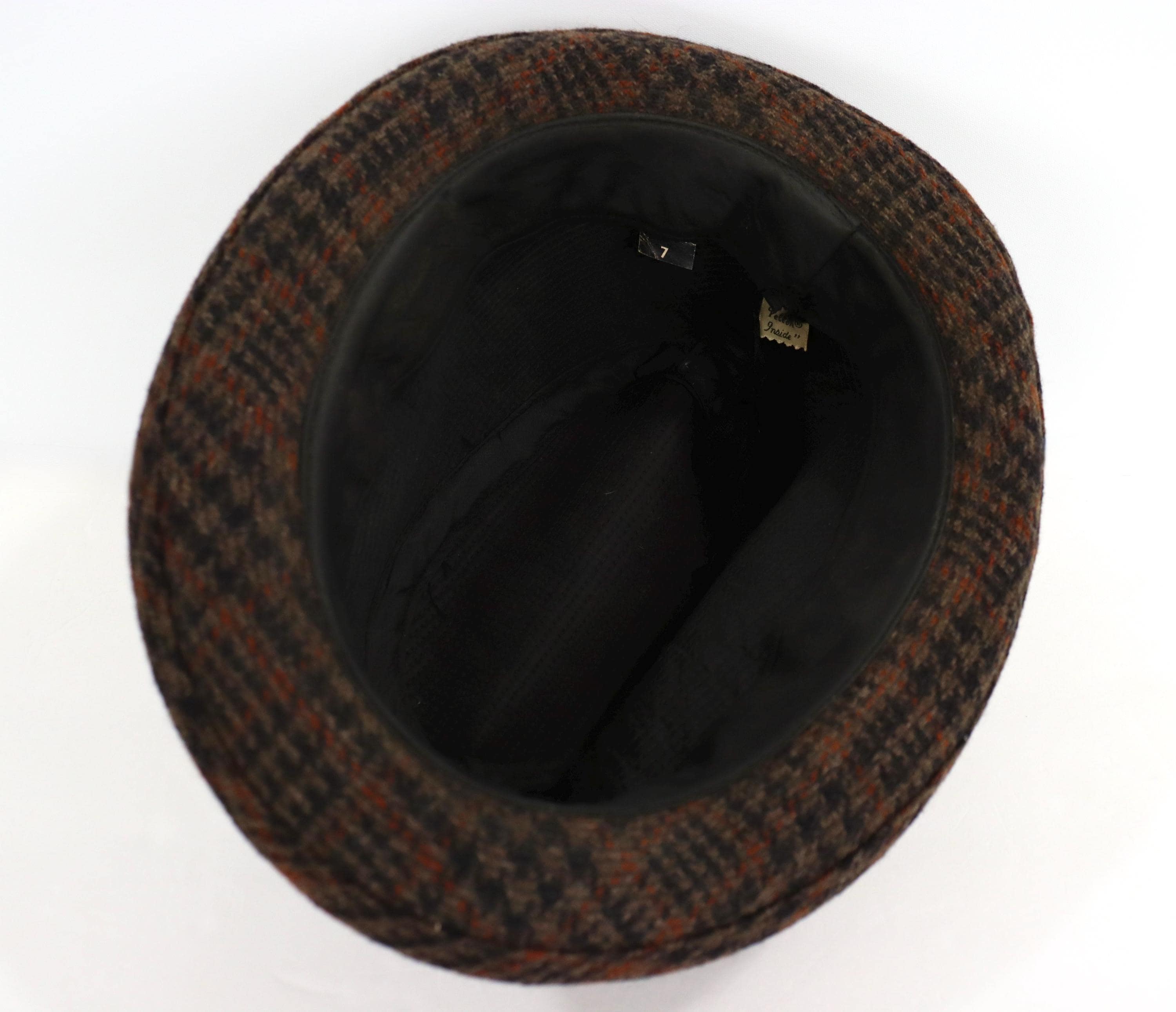 Vintage 60s-70s Plaid Tweed Trilby/fedora-style Hat / Size 7 