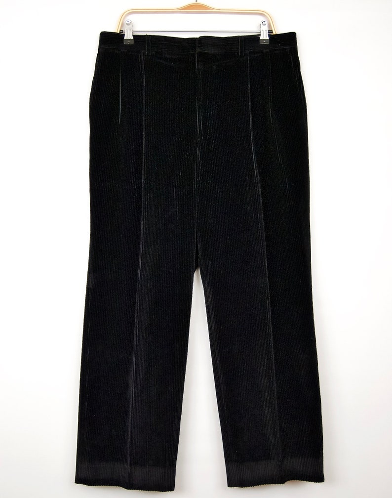 1980s Velvet-y Black Corduroy Pants W/ Double Pleated Front & - Etsy