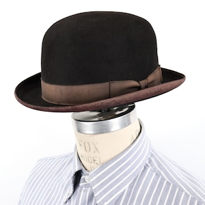 Antique 1920s-30s Wool Felt Bowler Hat or Derby Hat by Dobbs Fifth Avenue / size 7 / medium