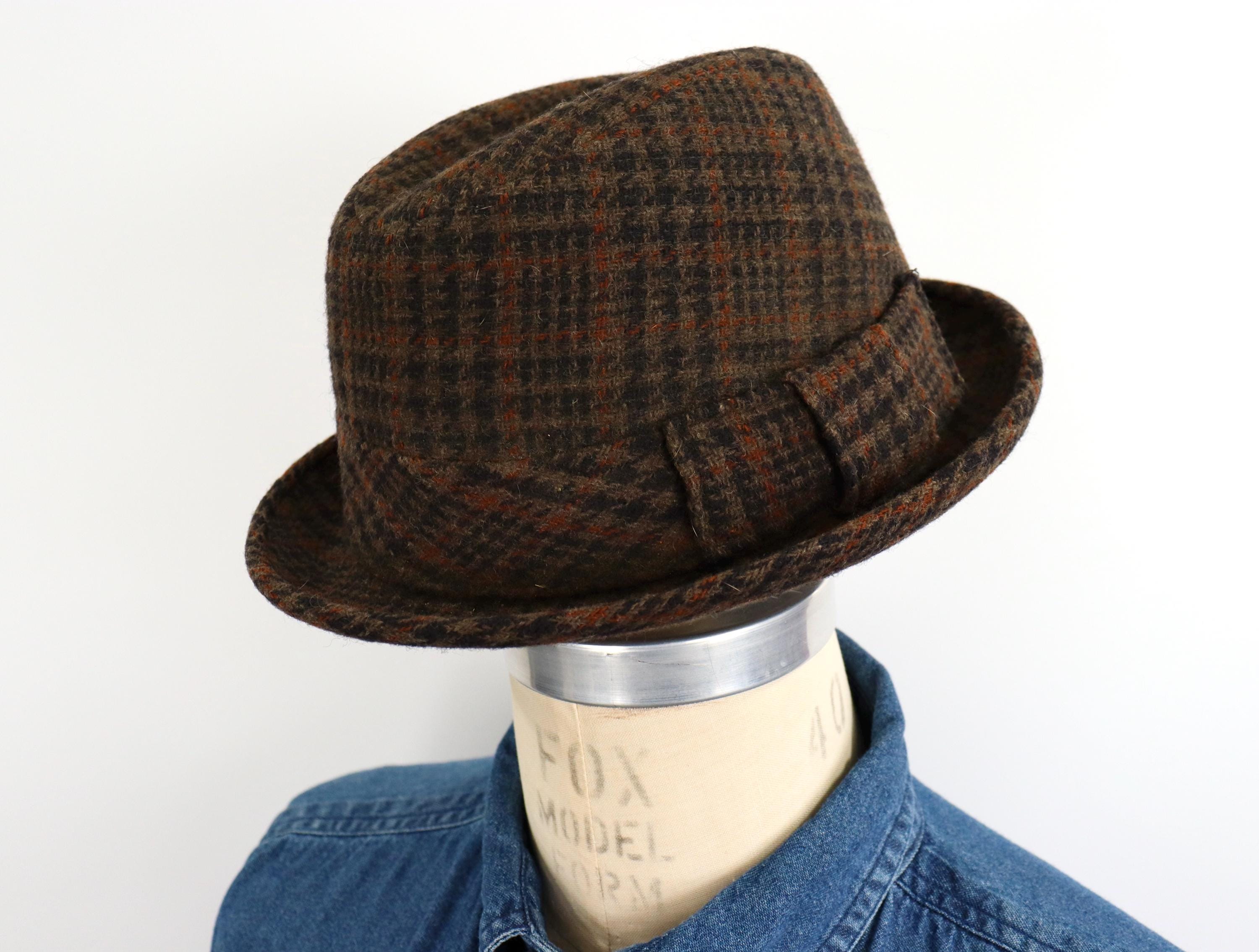 Vintage 60s-70s Plaid Tweed Trilby/fedora-style Hat / Size 7  display picture 1