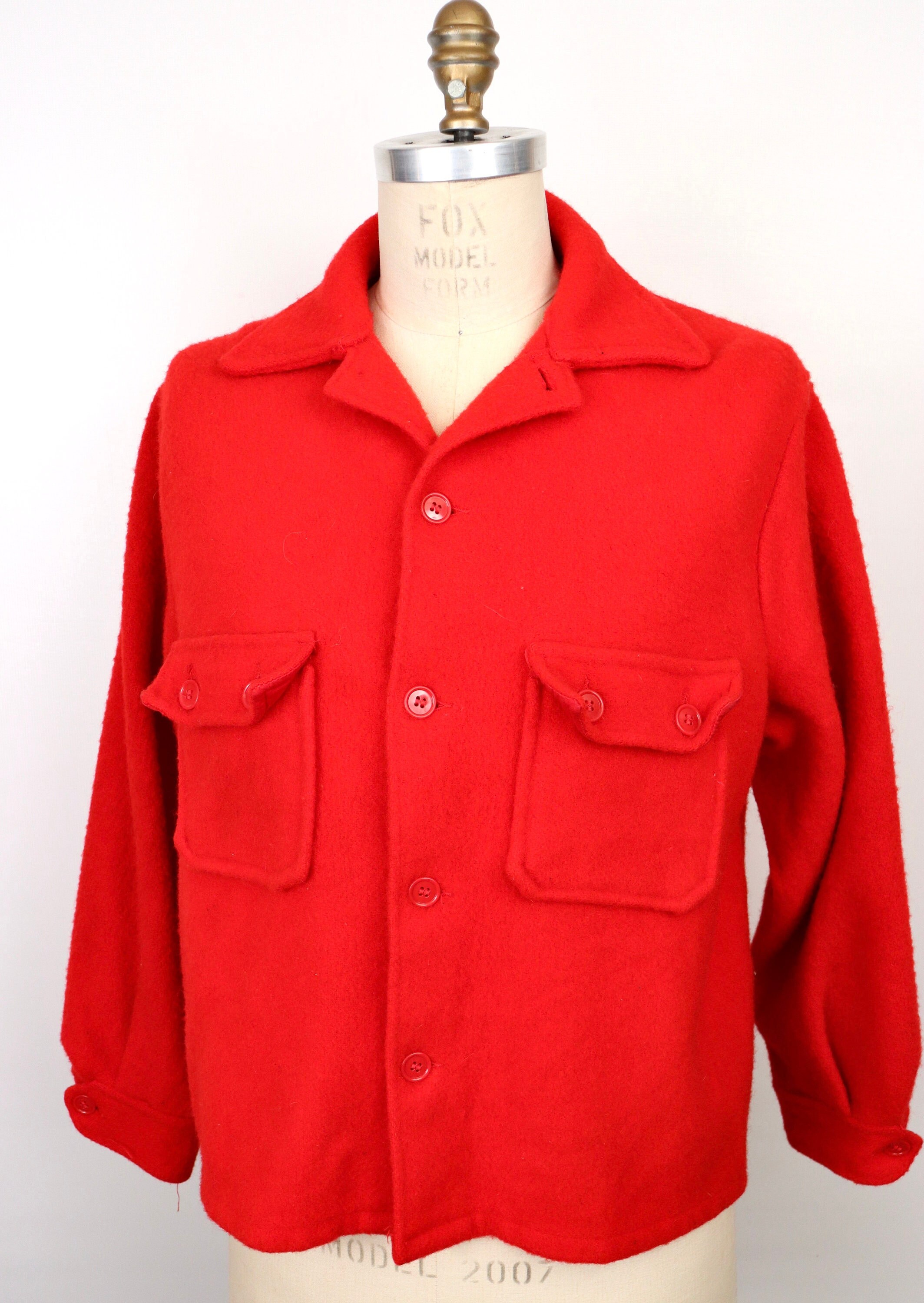 Mens red wool jacket cheap