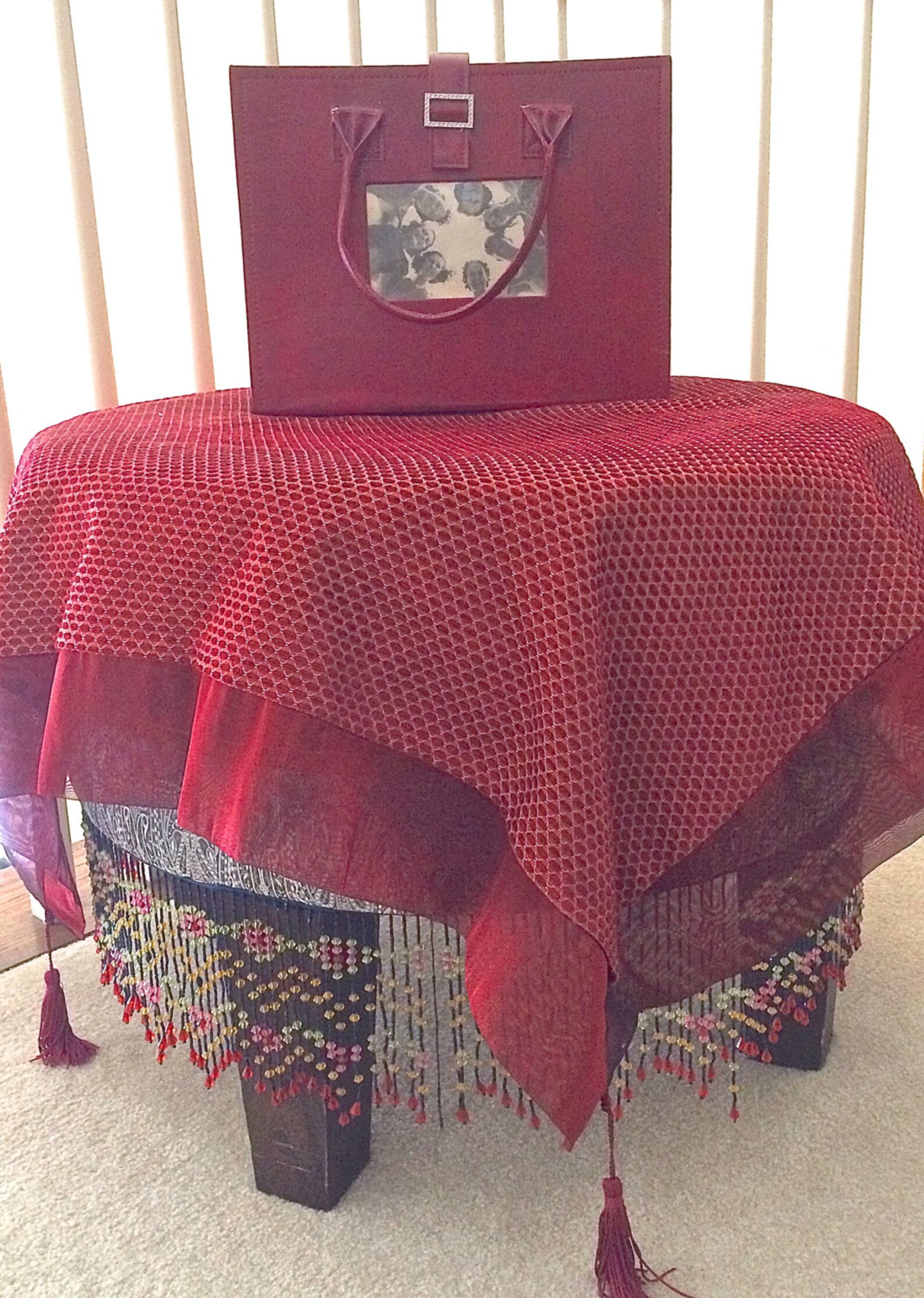 Red Tablecloth Red Table Linen Reversible Table Cover Red Etsy