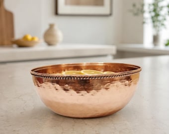 Pure Copper Bowl 6 Inch | Hammered Copper Serving Bowl | 450 ML Decorative Kitchen Bowl | Traditional Tableware | Housewarming Gift