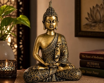Buddha Statue for Home Decor | Meditating Buddha Figurine | Decorative Buddhist Idol for Meditation Room Prayer Space Living Room & Gift