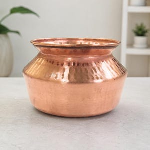Copper Handi Water Pot | Traditional Copper Vessel for Home Decor, Pooja and Kitchen Use | Decorative Water Storage Pot | Housewarming Gift