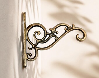 Wall Bracket Hook | Ornate Scroll Design Hanging Bracket for Lantern Planter Wind Chime Basket and Home Garden Decor | Wall Mount Hanger