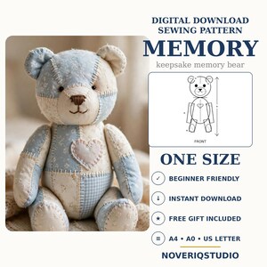 Memory Bear Pattern, Keepsake Teddy Bear Sewing Pattern PDF, Bear from Baby Clothes Pattern