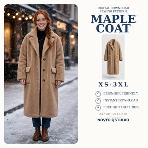 Teddy Coat Sewing Pattern XS-3XL, Oversized Faux Fur Coat, Sherpa Jacket Winter Pattern