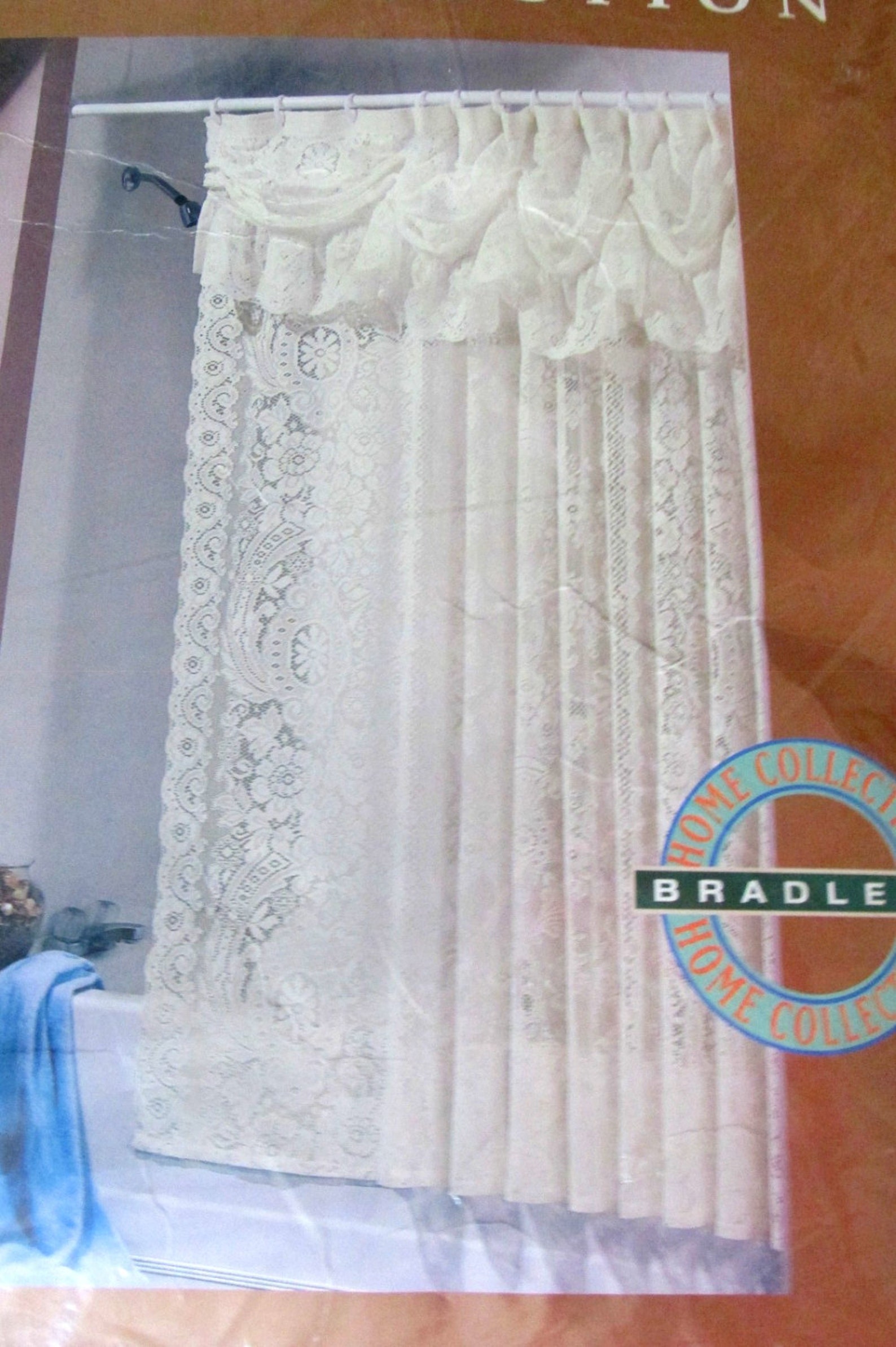 Vintage Ivory Lace Shower Curtain With Balloon Valance Etsy