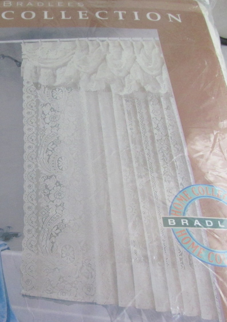 Vintage Ivory Lace Shower Curtain With Balloon Valance Etsy