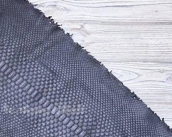 Midnight Slate Burmese Python Leather, Back Cut Unbleached, Semi Gloss Finish, Natural Snake Skin