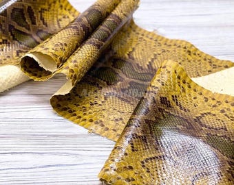 Echt pythonleer | Ongebleekte geelbruine rughuid | Hele slangenhuid voor handwerk