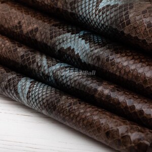 Burmesisches mokkabraunes Pythonleder, echtes Reptilienleder für Handarbeiten