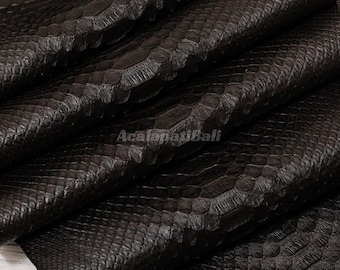Genuine Python Leather Skin | Unbleached Deep Black Belly Skin Hide | Whole Snake Hide for Handcraft