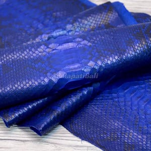 Deep Royal Blue Python Leather | Whole Reticulated Snake Hide | Unbleached Python Belly Skin