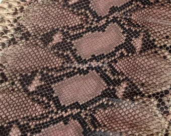 Cuir de python taupe mauve poussiéreux | Peau de serpent réticulée entière | Peau de dos de python non blanchie