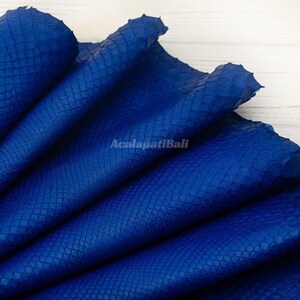Genuine Python Leather for Craftsman Project, Royal Sapphire Blue Reptile Leather Ideal for Rare Fashion
