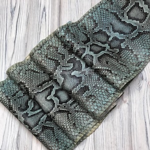 Turquoise Green Burmese Snake Leather, Genuine Reptile Leather for Handmade Craft