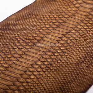 May include: A textured surface featuring a repeating pattern of brown, scale-like shapes that resemble snake skin. The scales vary in size, with larger, elongated scales running diagonally across the center, flanked by smaller, rounded scales.