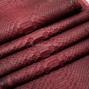 Deep Red Python Leather | Whole Reticulated Snake Hide | Unbleached Python Belly Skin