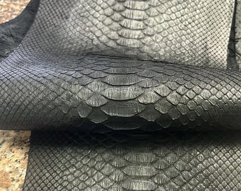 Dragon Python Leather Skin | Unbleached Black Matte Belly Skin Hide | Whole Snake Hide for Handcraft