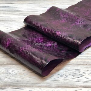 Deep Plum Purple Python Leather | Whole Reticulated Snake Hide | Unbleached Python Belly Skin