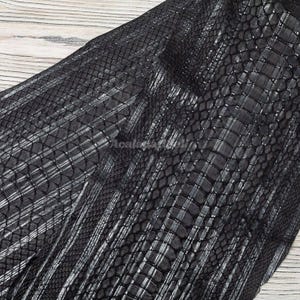 Deep Black Python Leather | Whole Reticulated Snake Hide | Unbleached Python Belly Skin