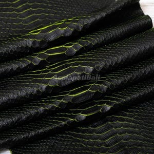 Jet Black Python Leather | Whole Reticulated Snake Hide | Bleached Python Belly Skin