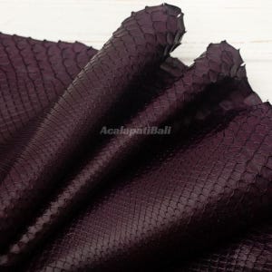 Purple Dark Plum Burgundy Python Skin for Handcrafting, Genuine Reptile Skin Ideal to Make Bags and Boots