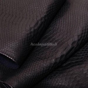 Real Borneo Snake Leather, Black Obsidian Noir Exotic Leather for Handmade Craft