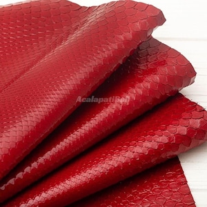 Real Snakeskin, Crimson Scarlet Red Reptile Skin for Handmade Craft