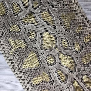 Champagne Gold Beige Python Leather, Genuine Exotic Leather for Handcrafting