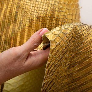Burmesisches Pythonleder für Handarbeiten, echtes goldenes Reptilienleder