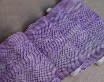 Burmese Python Leather Hide, Amethyst Mist Purple, Back Cut, Matte Finish, Hand Tanned Skin