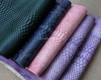 Genuine Python Leather Skin | Unbleached purple and navy Belly Skin Hide | Whole Snake Hide for Handcraft
