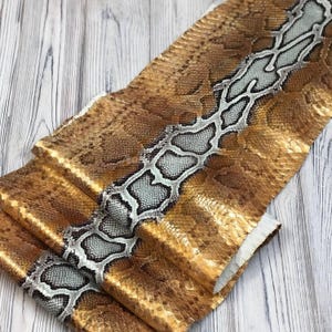 Auténtica piel de serpiente birmana, piel exótica de color marrón dorado para proyectos de artesanía.