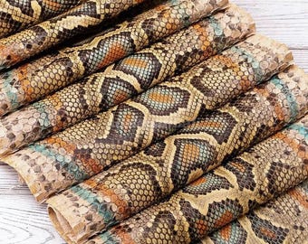 Genuine Python Leather Skin | Unbleached Natural Multicolor Back Skin Hide | Whole Snake Hide for Handcraft